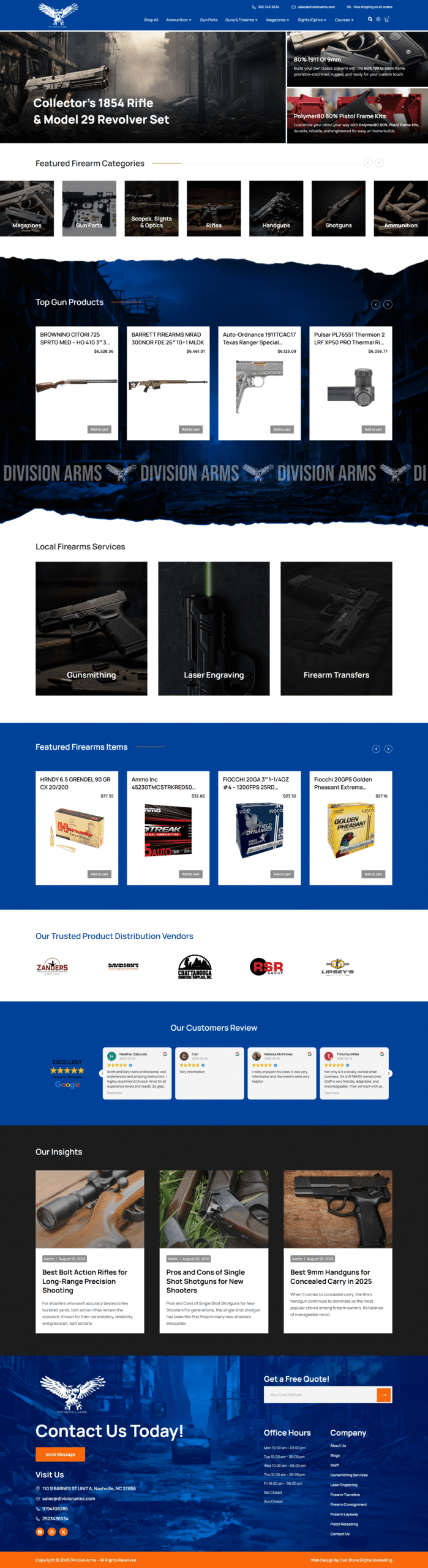 Website design for FFL gun store dealers